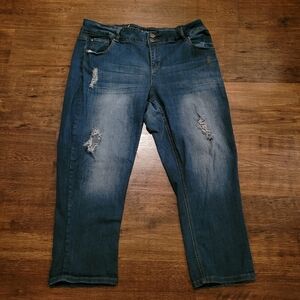 Lane Bryant denim jeans blue size 18 holes thrasher destroyed
